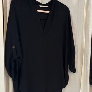 Lush Black V-Neck Blouse